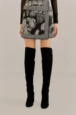  BLACK PAISLEY BLOOM MINI SKIRT