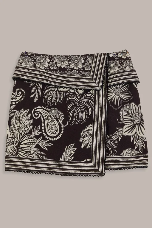 BLACK PAISLEY BLOOM MINI SKIRT