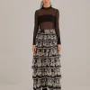  BLACK PAISLEY BLOOM TIERED SKIRT
