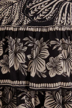  BLACK PAISLEY BLOOM TIERED SKIRT