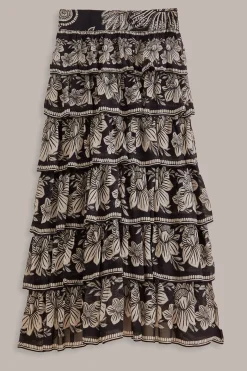 BLACK PAISLEY BLOOM TIERED SKIRT