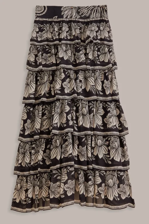  BLACK PAISLEY BLOOM TIERED SKIRT