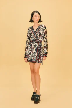  BLACK PASSION SCARF MINI WRAP DRESS
