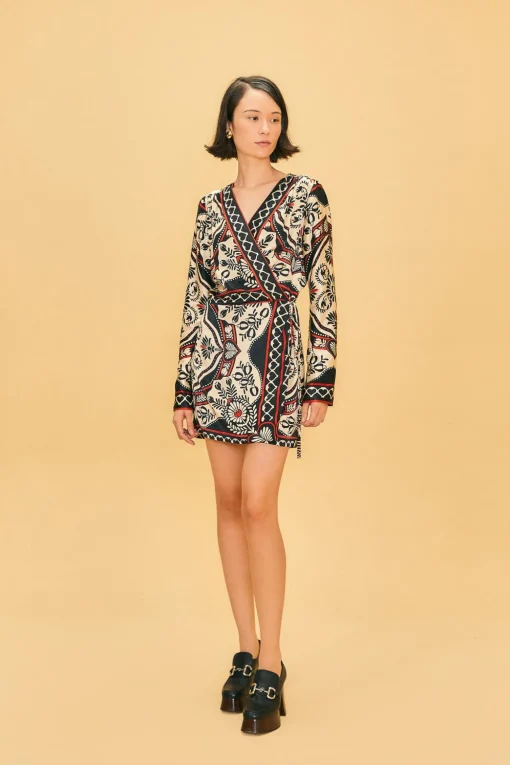  BLACK PASSION SCARF MINI WRAP DRESS