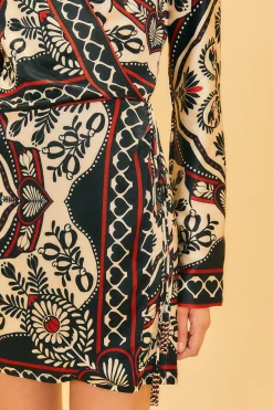  BLACK PASSION SCARF MINI WRAP DRESS
