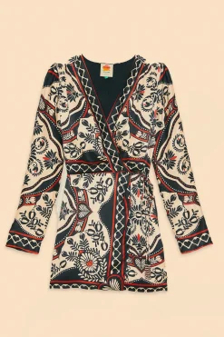  BLACK PASSION SCARF MINI WRAP DRESS