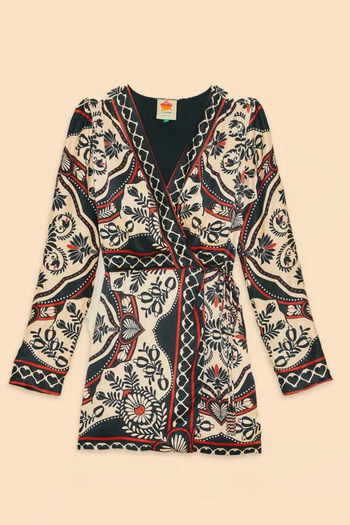  BLACK PASSION SCARF MINI WRAP DRESS