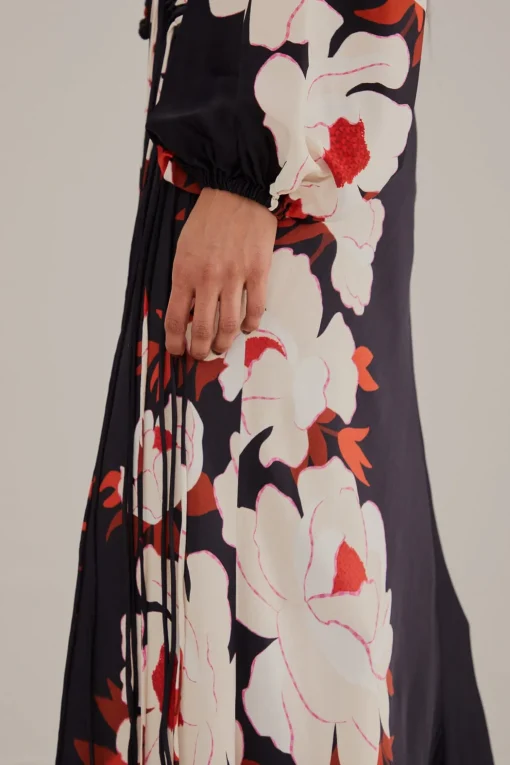  BLACK PEONY FRINGE MIDI SKIRT