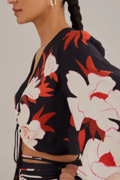  BLACK PEONY LONG SLEEVE BLOUSE