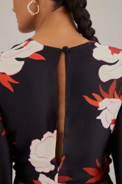  BLACK PEONY LONG SLEEVE BLOUSE