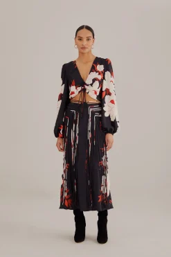  BLACK PEONY LONG SLEEVE BLOUSE
