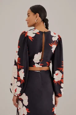  BLACK PEONY LONG SLEEVE BLOUSE