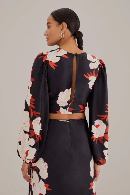  BLACK PEONY LONG SLEEVE BLOUSE