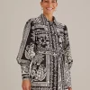 BLACK PINEAPPLE GARDEN LONG SLEEVE SHIRTDRESS