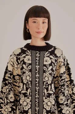  BLACK PINEAPPLE GARDEN MINI SWEATER DRESS