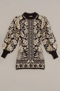  BLACK PINEAPPLE GARDEN MINI SWEATER DRESS