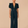  BLACK PLEATED SHORT SLEEVE JUMPSUIT