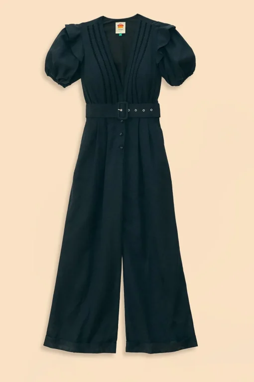  BLACK PLEATED SHORT SLEEVE JUMPSUIT