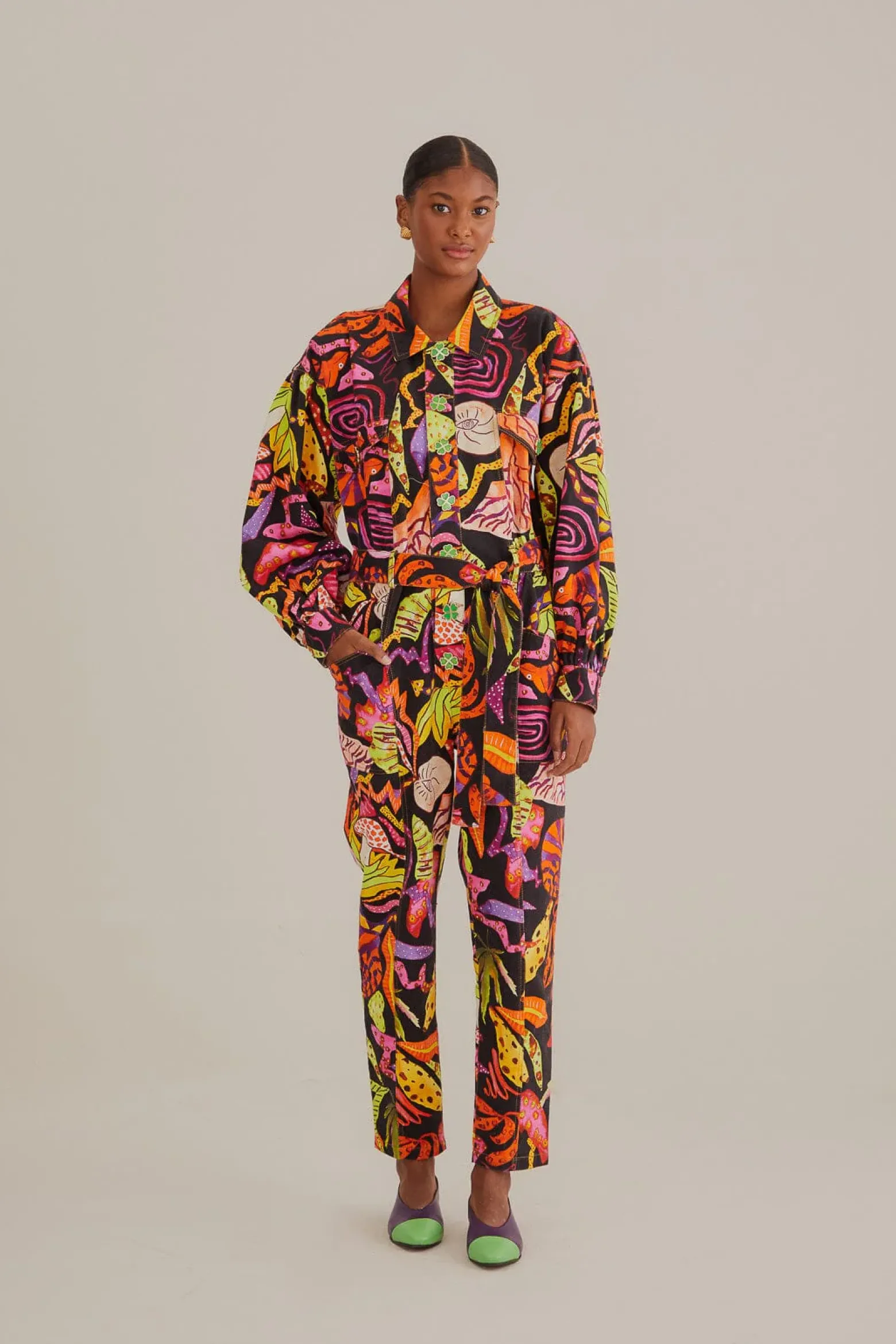 BLACK PSYCHEDELIC GARDEN JUMPSUIT