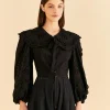  BLACK RICHELIEU BIG COLLAR BLOUSE