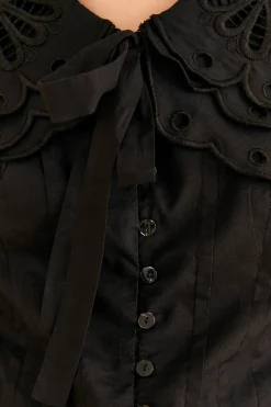 BLACK RICHELIEU BIG COLLAR BLOUSE