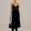  BLACK RICHELIEU VELVET SLIP DRESS