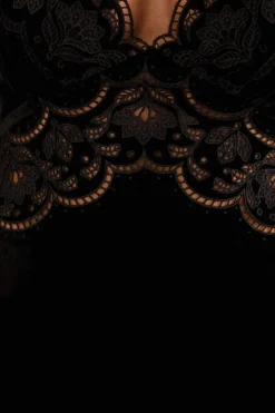  BLACK RICHELIEU VELVET SLIP DRESS