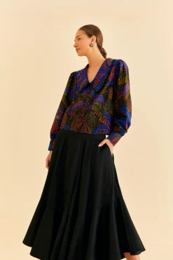  BLACK RUFFLE MAXI SKIRT