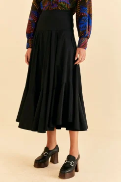  BLACK RUFFLE MAXI SKIRT