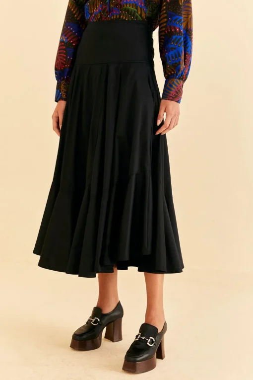  BLACK RUFFLE MAXI SKIRT