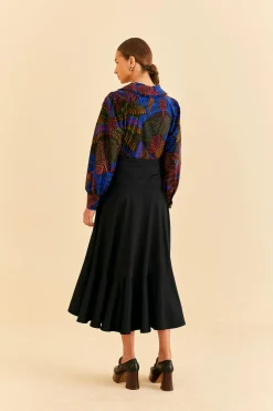  BLACK RUFFLE MAXI SKIRT