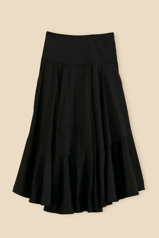  BLACK RUFFLE MAXI SKIRT