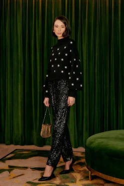  BLACK SEQUIN PAJAMA PANTS