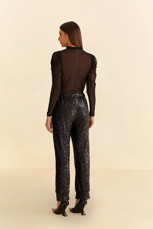  BLACK SEQUIN PAJAMA PANTS