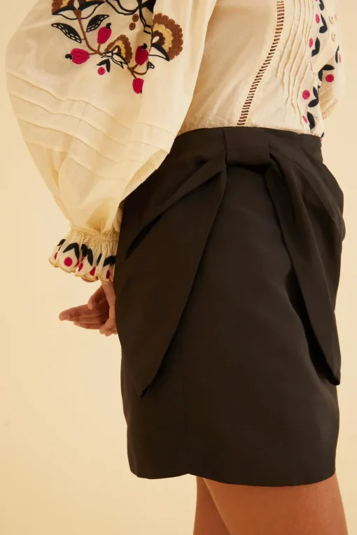  BLACK TAFFETA MINI SKIRT