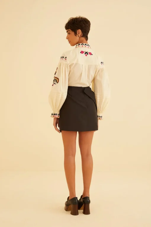  BLACK TAFFETA MINI SKIRT