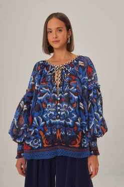  BLACK TOUCANS SCARF BLOUSE