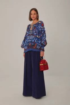  BLACK TOUCANS SCARF BLOUSE