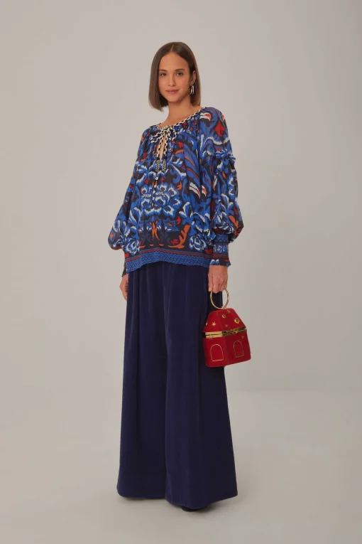  BLACK TOUCANS SCARF BLOUSE