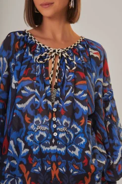  BLACK TOUCANS SCARF BLOUSE