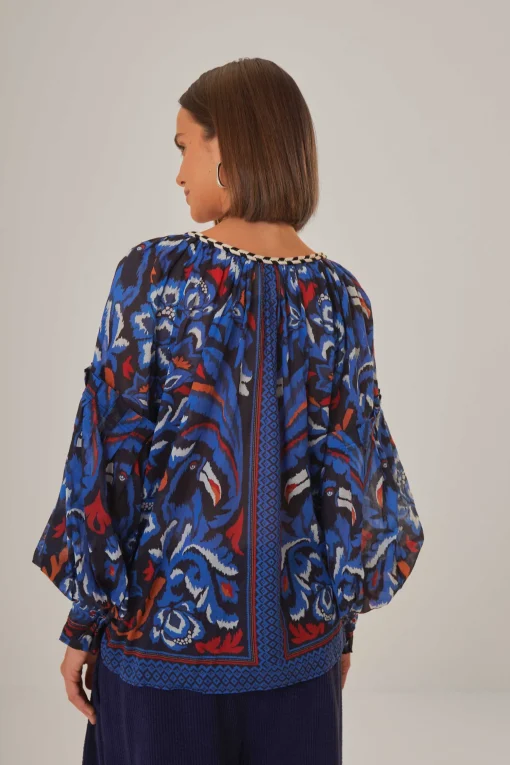  BLACK TOUCANS SCARF BLOUSE