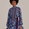  BLACK TOUCANS SCARF LONG SLEEVE MINI DRESS