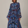  BLACK TOUCANS SCARF LONG SLEEVE MAXI DRESS