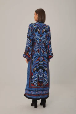  BLACK TOUCANS SCARF LONG SLEEVE MAXI DRESS