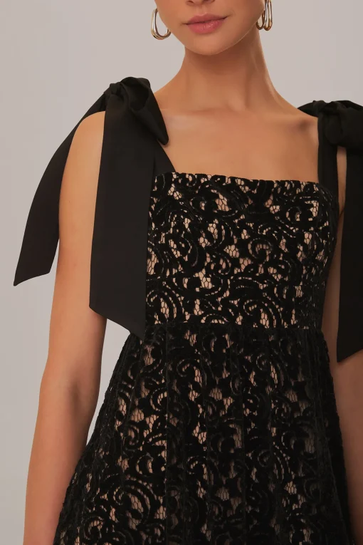  BLACK VELVET LACE SLEEVELESS MAXI DRESS