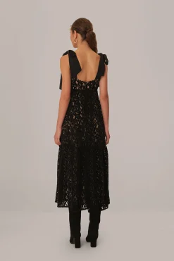  BLACK VELVET LACE SLEEVELESS MAXI DRESS