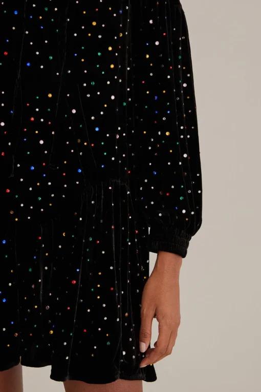  BLACK VELVET LONG SLEEVE MINI DRESS