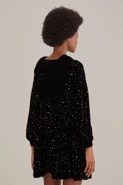  BLACK VELVET LONG SLEEVE MINI DRESS