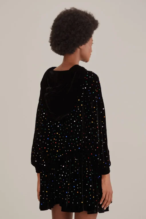  BLACK VELVET LONG SLEEVE MINI DRESS