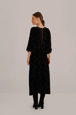  BLACK VELVET  SHORT SLEEVE MIDI DRESS